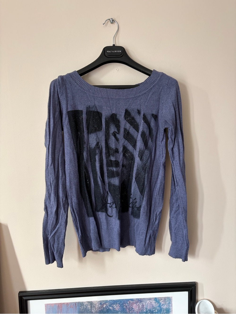 Women's Navy Graphic Boatneck Sweater